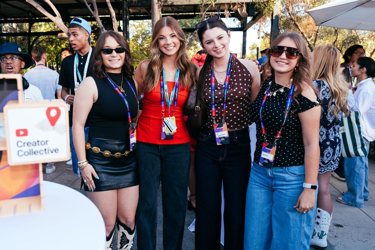 Annabella, Kate of LOL Podcast, Scarlett, and a friend at the VidCon Anaheim Creator Collective