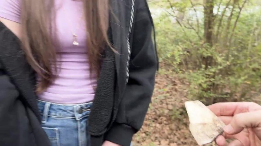 Close-up of the real bone or tooth-like object WAG found near the hoof print on Greer Island, held in hand during the investigation