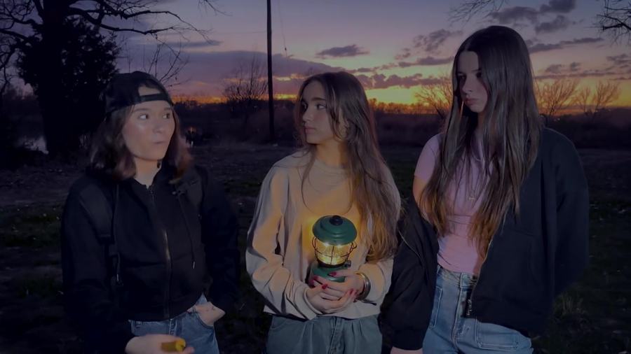 Angelina, Scarlett, and Annabella at Lake Worth, Texas during their real on-location Goatman investigation